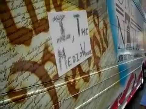 Someone Put A Media Whore Sign On Sarah Palins Bus At FOX Studios In NYC