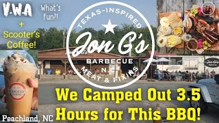 We Camped Out 3.5 Hours BEFORE They Opened | Jon G's Barbecue | Scooter's Coffee #bbqlovers #bbq