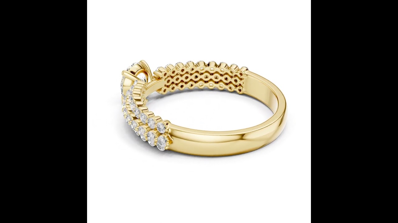 Triple Row Pave Round Diamond Ring