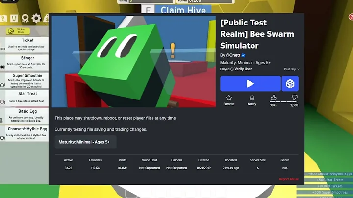 PUBLIC TEST REALM IS OPEN!! #Roblox #BeeSwarmSimulator #BSS