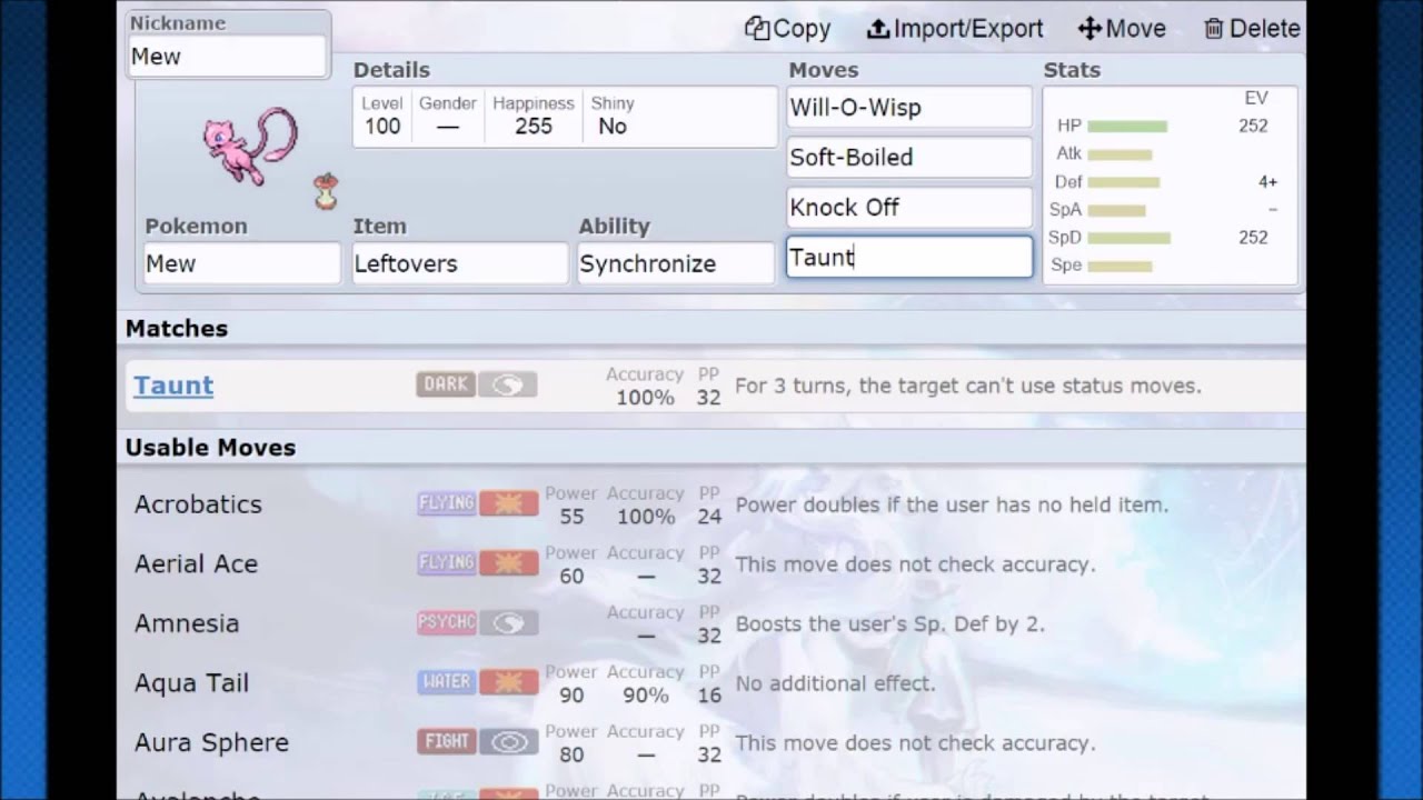 Mew's Most Useful Movesets
