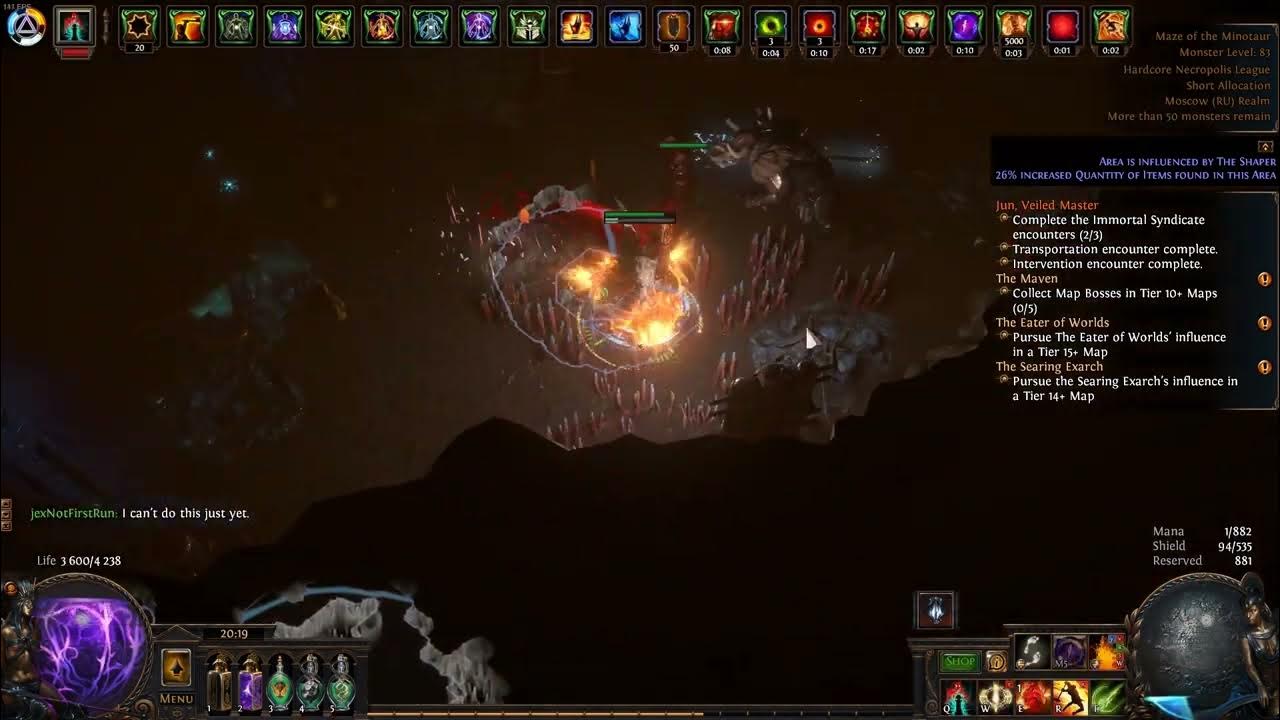 POE 3.24 Hc Molten Strike of the Zenith Minotaur dmg test YouTube