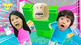 RYAN AS A BABY IN ROBLOX! Roblox Baby Simulator Let's Play with Ryan's Mommy