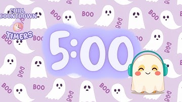 Cute Ghost Halloween Chill Countdown  | 5 Minute Pink & Purple Lofi Timer!