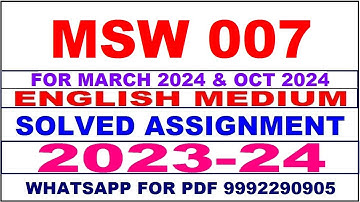 msw 007 solved assignment 2023-24 | msw 7 solved assignment in english 2024 | msw 7 2024
