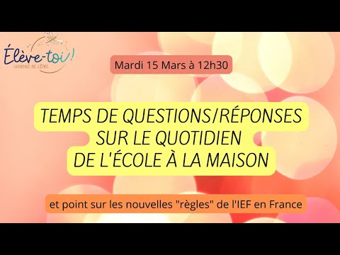 Ecole à la maison : temps de questions/réponses en direct