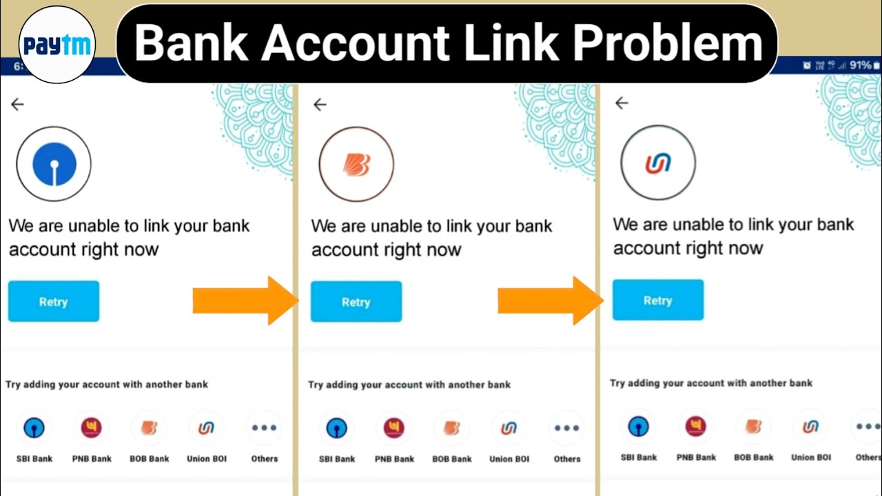 we are unable to link your bank account right now paytm / paytm unable