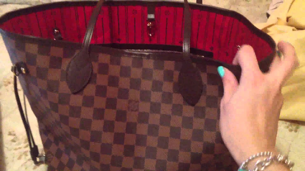 LOUIS VUITTON Neverfull MM Damier Ebene - YouTube