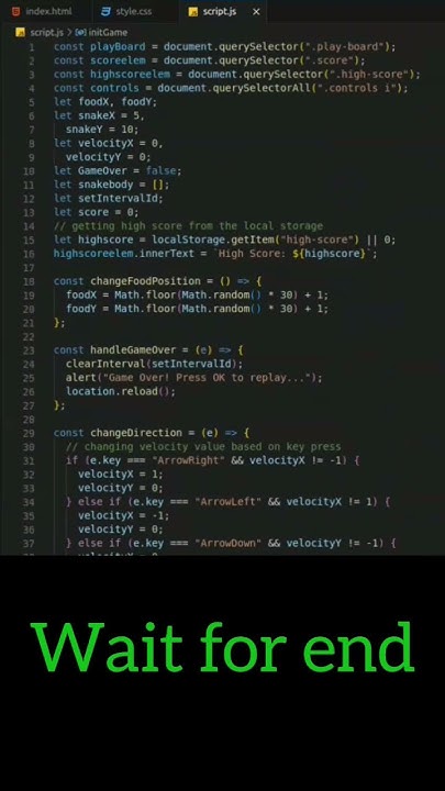 Snake Game using HTML , CSS and JavaScript - YouTube
