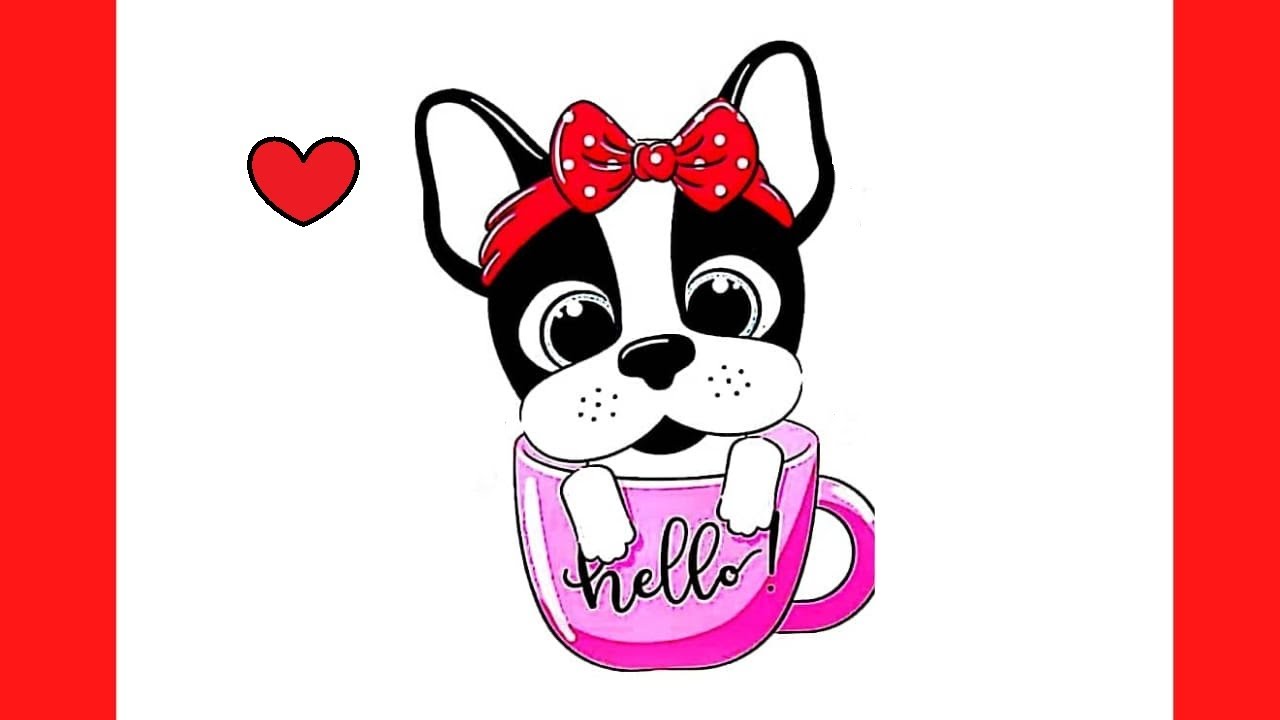 HOW TO DRAW PUPPY IN CUP DOG EASY DRAWING STEP BY STEP WOW EASY