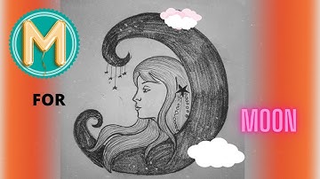 How to draw a crescent moon with a face easy for beginners | Moon drawing tutorial step by step