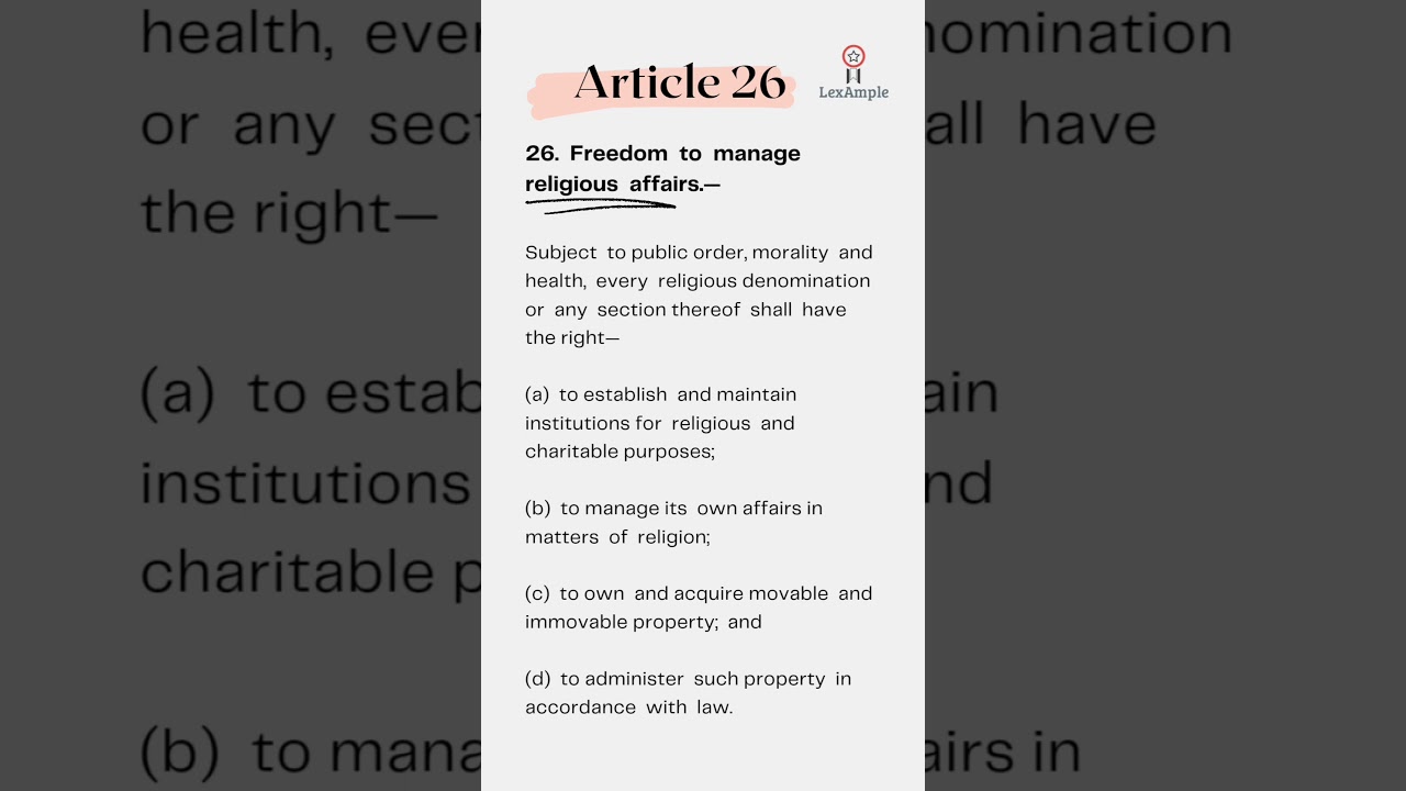 ARTICLE 26 | INDIAN POLITY | THE CONSTITUTION OF INDIA IN 60 SECONDS