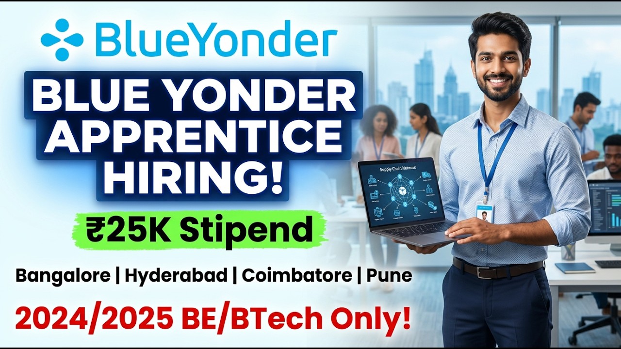 Blue Yonder Hiring Apprentice 🔥 ₹25,000 Stipend | 2024 & 2025 Freshers ...