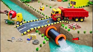 DIY Mini Tractor Making Real Concrete Bridge | Underground Home Pipe Science Project | @topminigear