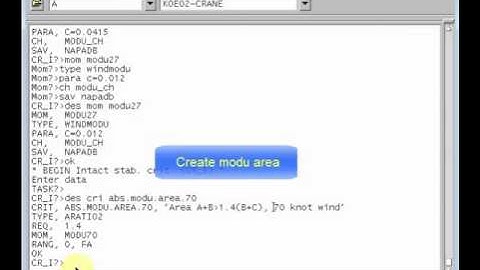 Create criteria Modu.Area in Napa 2009