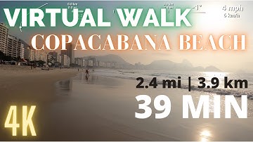 Virtual WALK 39 Minutes | 2.4mi (3.9km) Copacabana - Leme Beach WALK | Treadmill Virtual WALK in 4K