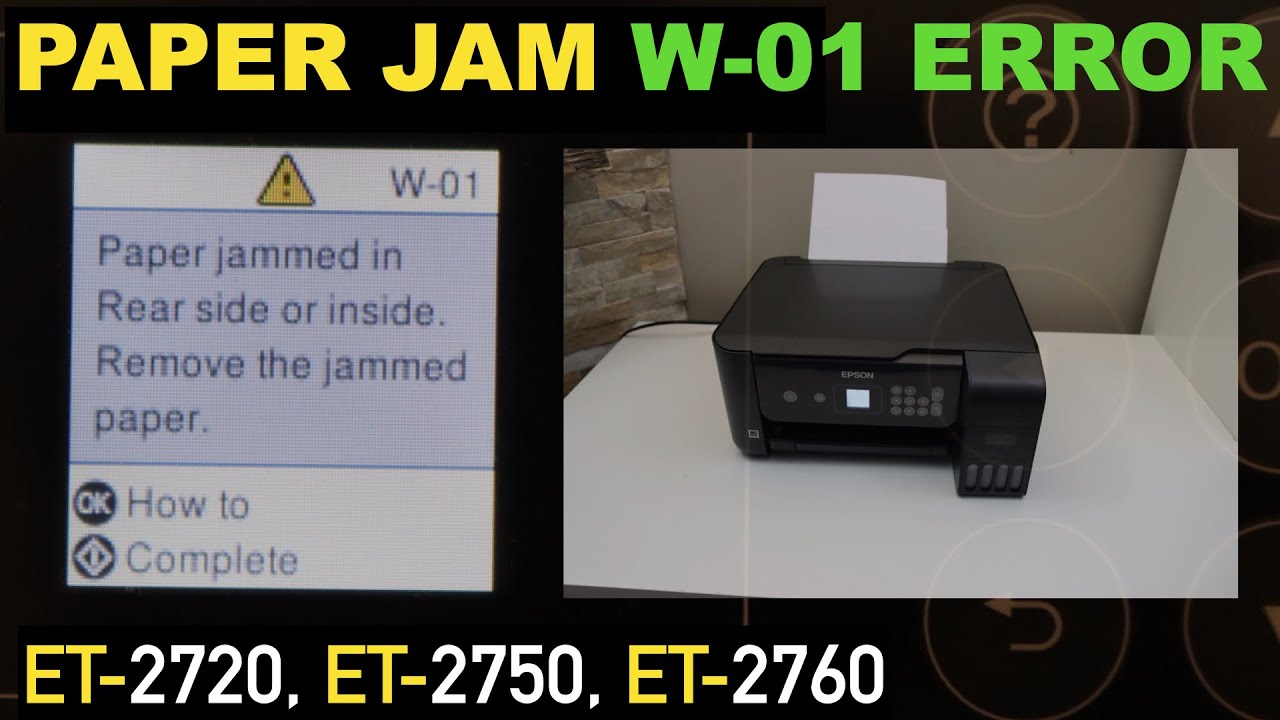 Epson EcoTank Printer Paper Jam Error W-01 Epson ET-2720, ET-2750 & ET2760.  