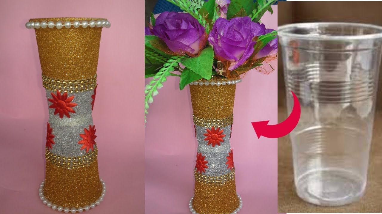 DIY/Flower Pot out of Disposable Plastic Glass Flower pot made with