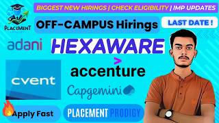 Capgemini Accenture Hexaware New Hiring | OFF Campus Drive For 2027, 2026, 2025 Batch | Fresher jobs