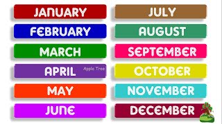 Months of the Year with Spellings | January February Months Name For Kids  | Nursery rhymes Resimi