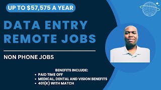 Data Entry Work From Home Jobs/Non Phone Jobs/No Customer Service/No Degree Required/Great Benefits