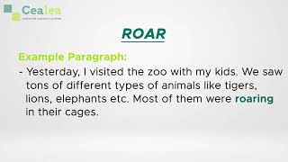 Thumbnail Learn How to Use Roar - Roar meaning, synonyms, antonyms, and example sentences.