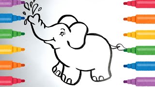 How to draw elephant | Cute elephant drawing step by step | drawing for kids