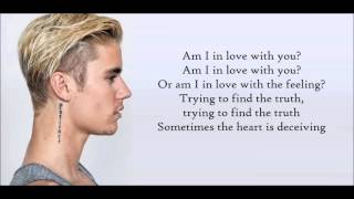 Video thumbnail of "Justin Bieber - The Feeling ft Halsey (Lyrics)"