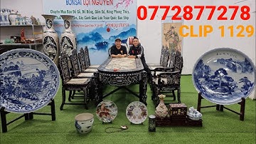 Clip 1129 (1/12/2022) Dĩa Gốm Tàu Siêu To, Bộ Bàn 11 Món Cẩn Ốc Tứ Diện, Đồ Gỗ, Đồ Xưa, Đồ Cổ ltk