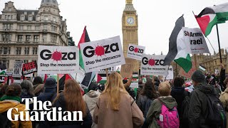 Pro-Israel And Pro-Palestine Protesters Cross Paths In London