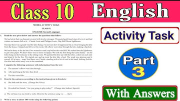 Class 10 English Model Activity Task Part 3/ English Activity Task / Model Activity Task Part 3