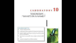 10 Bio 103 lab Taxonomy