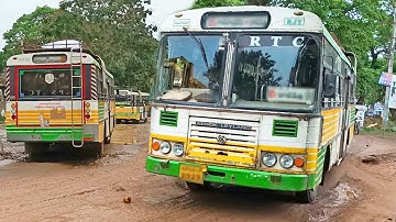 APSRTC Bus driver Driving in Pit Pothole Roads - Bus Driver Struggling to drive in Dirty Roads