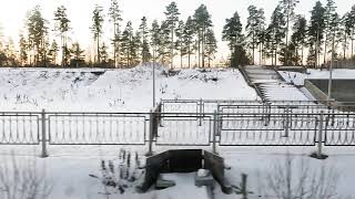 Первый обкат электрички с пассажирами по новой жд пинии Лосево 1. -Каменногорск (вид слева)