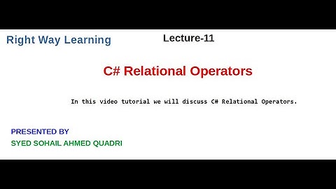 C# Relational Operators [Urdu/Hindi]