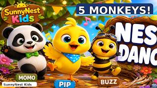 Five Little Monkeys | Jumping on the Bed | SunnyNest Kids screenshot 4