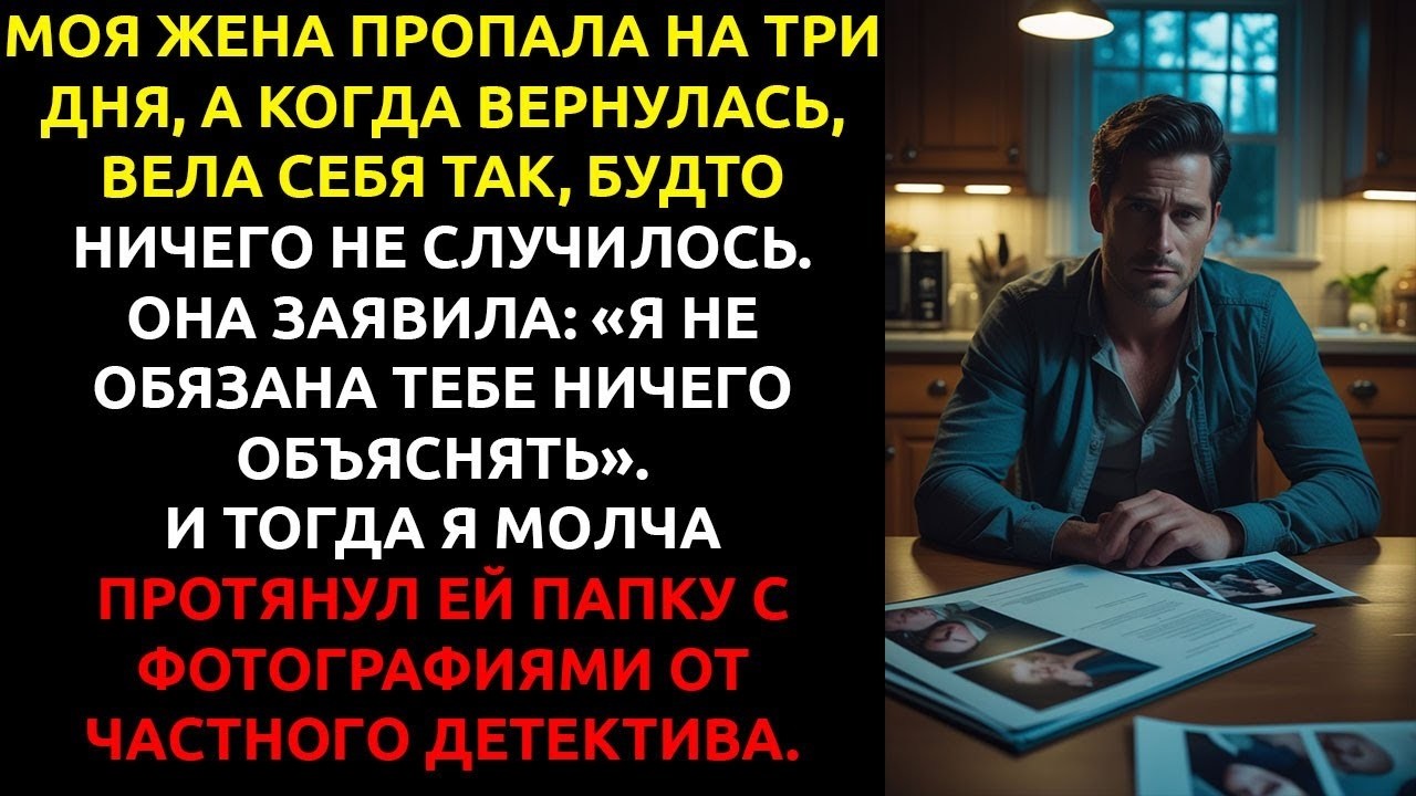 'Я не обязана тебе ничего объяснять', - сказала жена, и я МОЛЧА протянул ей отчёт детектива