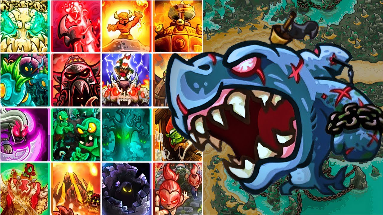 All Towers VS【Megalodon】Pirate Kings Kingdom Rush Vengeance DLC 王國保衛戰 復仇 全防禦塔 VS 巨齒鯊 海盜篇