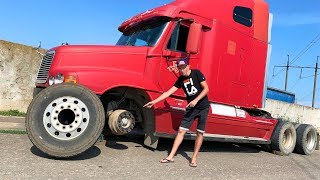 the wheel fell off on big truck captain america helping man