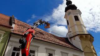 Bad Radkersburg, Kranwagen, Dacharbeiten, Südoststeiermark, Austria