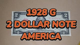 1928G TWO DOLLAR US NOTE RED SEAL LEFT