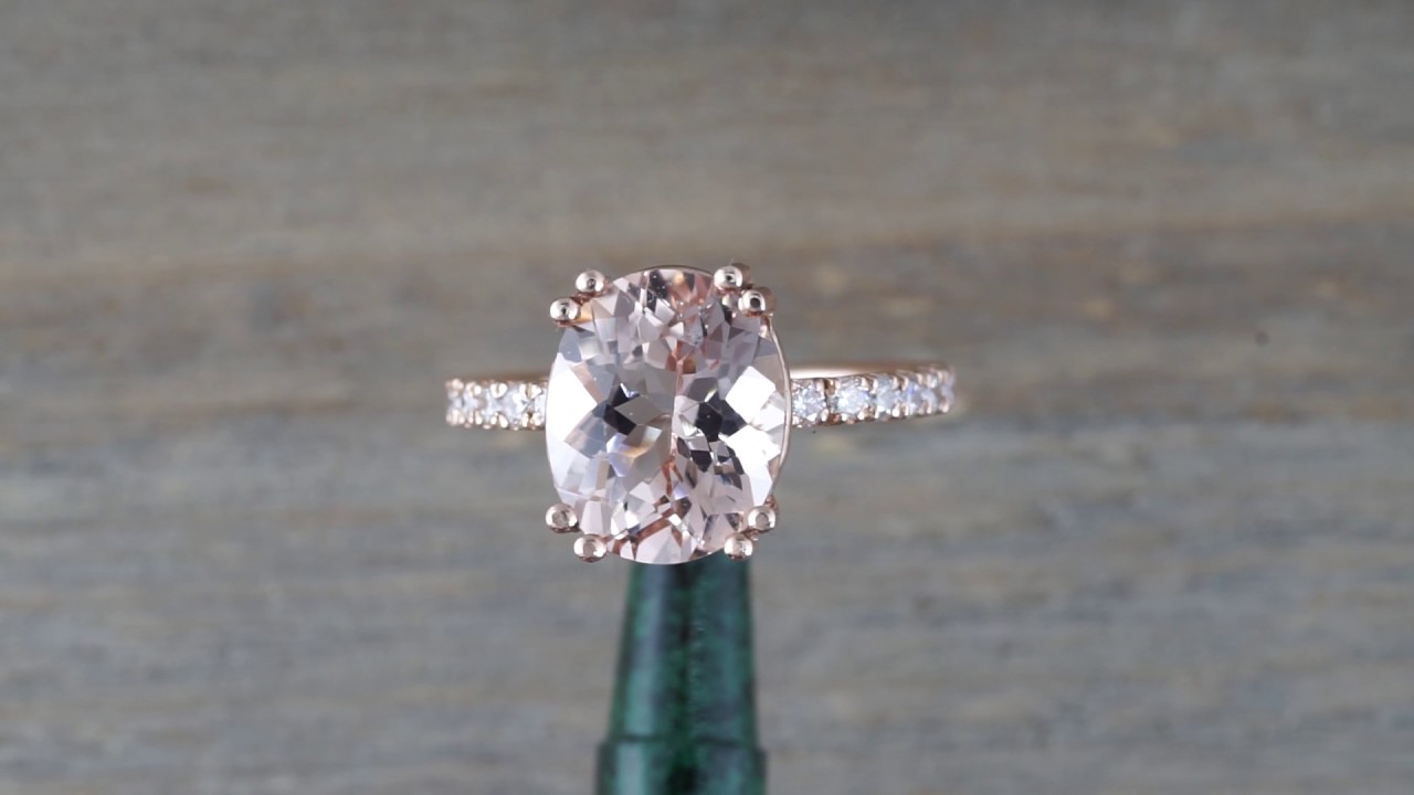 Oval Morganite 11x9mm set on Rose Gold with diamonds