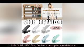 12Pcs Adjustable Shoe Organizer Shoe Support Rack, Space Saving Shoe-Shelf For Closet, Shoe Organize