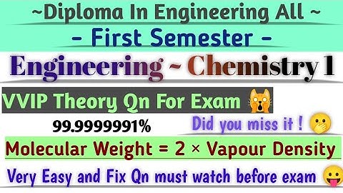 1st Semester Engineering Chemistry Imp Theory Qn For Exam | #ctevt #firstsemester #education #1k