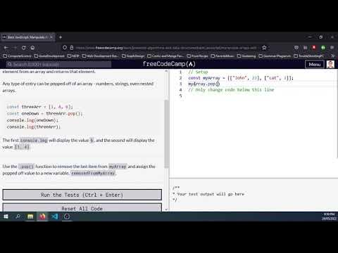Day31.2 May24 Manipulate Arrays With Pop - YouTube