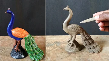 How to make peacock with clay | Clay peacock sculpting & colouring | easy making process