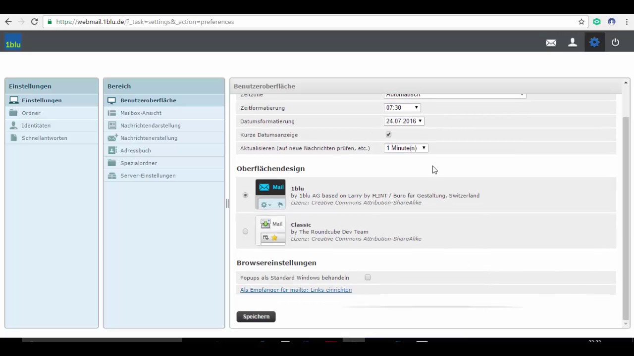 1blu Webmail einrichten und nutzen
