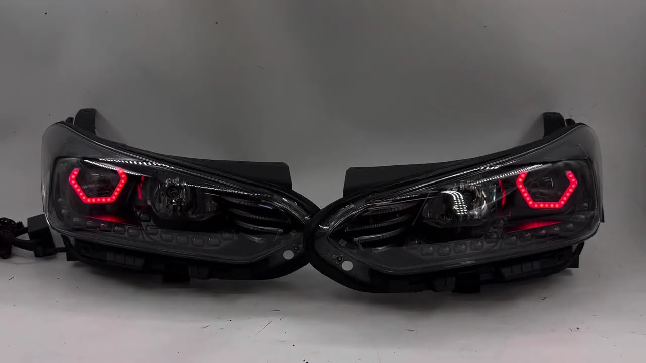 Veloster N custom headlights HEX RHB Led halos