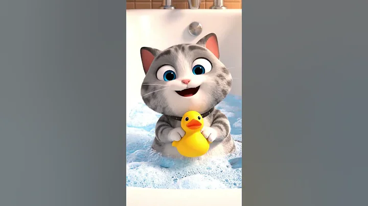 Video 11376641: cat first bath, gray cat, cat water, scared cats, bathtub