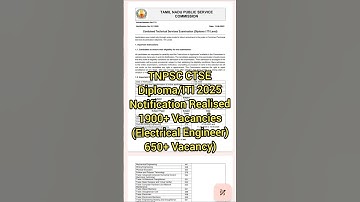TNPSC Combined Technical Service Examination Diploma and ITI Level 2025 Notification #tnpscctse
